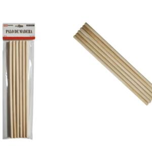 6 Palos Madera Redondos 30x1cm