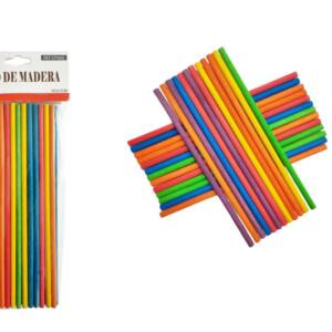 25 Palos Madera Colores Redondos 20x0.5cm