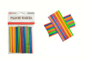 25 Palos Madera Colores Redondos 10x0.5cm