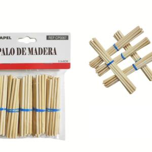 100 Palos Madera Bambú Redondos 8x0.8cm