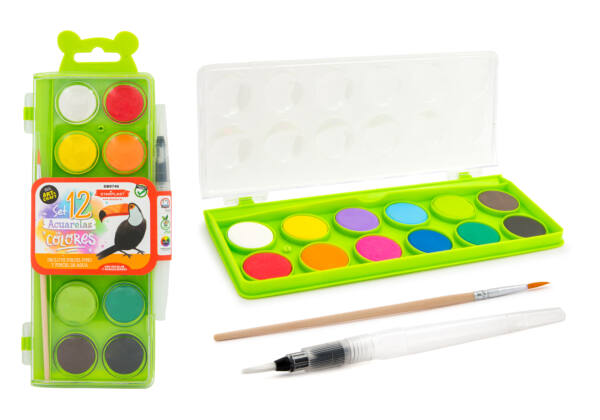 Acuarelas de colores con pincel pincel agua 12U