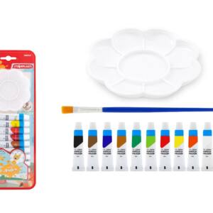 Set 10 Tubos Pintura Acrílica 6ml con 1 Pincel y 1 Paleta