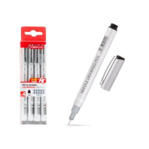 4 Rotuladores Calibrados Tinta Negra 10 Medidas