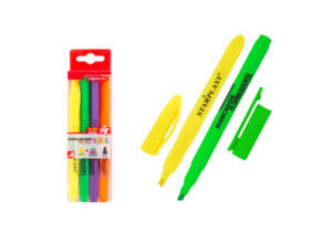 4 Marcadores Flúor Punta Bisel 1-4mm 1 Amarillo y 3 Surtido