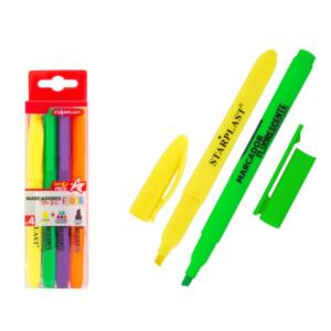 4 Marcadores Flúor Punta Bisel 1-4mm 1 Amarillo y 3 Surtido