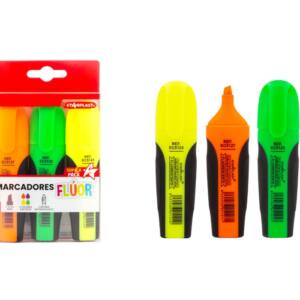 3 Marcadores Punta Bisel 1-4mm 4 Colores Flúor