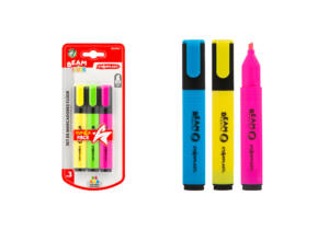 3 Marcadores Flúor Punta Bisel 1-4mm 5 Colores Surtidos