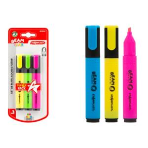 3 Marcadores Flúor Punta Bisel 1-4mm 5 Colores Surtidos