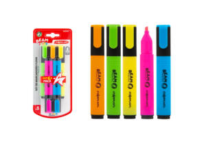 5 Marcadores Flúor Beam Punta Bisel 1-4mm