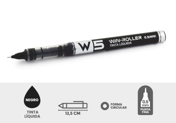 Bolígrafo W5 tinta líquida 0.5mm negro