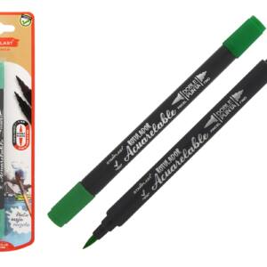 Rotulador acuarelable doble punta verde oscuro
