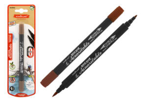 Rotulador acuarelable doble punta marrón