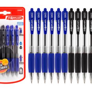 Bolígrafos De Colores Retráctil, Antideslizante 1.0 MM 12U 6 Negro y 6 Azul