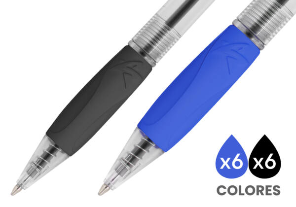 Bolígrafos De Colores Retráctil, Antideslizante 1.0 MM 12U 6 Negro y 6 Azul