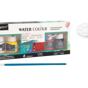 6 Acuarelas 25ml Paleta y Pincel