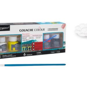 6 Témperas 25ml Paleta y Pincel