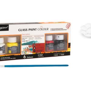 6 Pinturas Cristal 25ml Paleta y Pincel