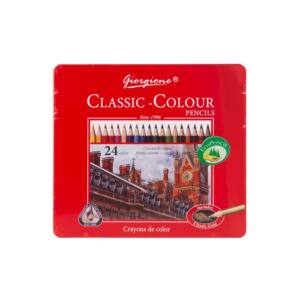 24 Lápices de Colores Triangulares Caja Metálica