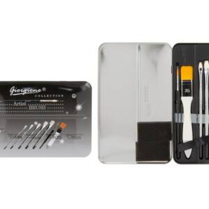 8 Pinceles Artísticos Diferentes Puntas Estuche Metálico