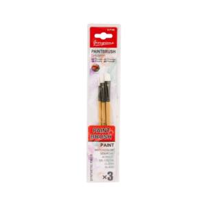 3 Pinceles artísticos Pelo Blanco - 1 Redondo, 1 Plano Recto y 1 Plano Inclinado