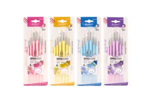 6 Pinceles Cuerpo Pastel Punta Redonda