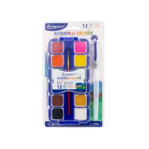 12 Acuarelas con 2 Pinceles Normal y de Agua