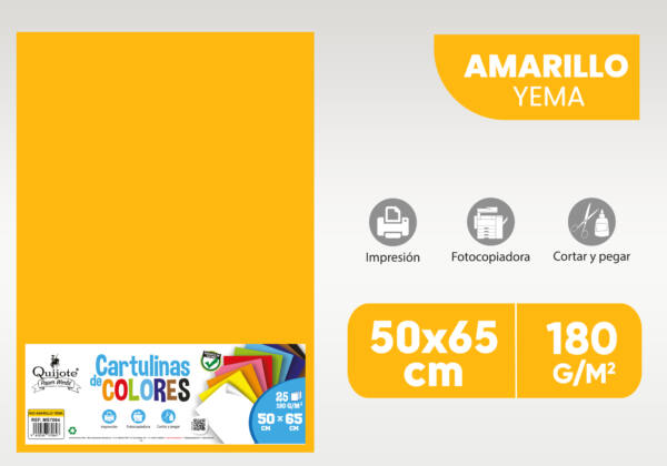 Cartulina 50x65cm 180g/m2 Amarillo Yema