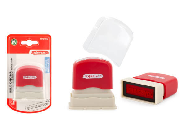 Sello Entregado Automático Rojo con Tinta Roja