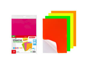 5 Etiquetas Adhesivas A4 Colores Flúor