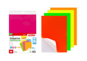 10 Etiquetas Adhesivas A4 Flúor 5 Colores