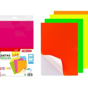 10 Etiquetas Adhesivas A4 Flúor 5 Colores