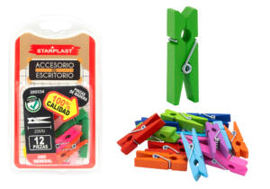 Pinzas madera de colores 35mm 12U