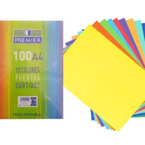 Papel A4 80g/m2 100U COLORES FUERTES SURTIDOS