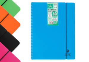 Carpeta A4 con 30 Fundas Espiral Flexible 5 Colores Flúor