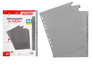 Separadores multitaladro plástico gris A4 26U