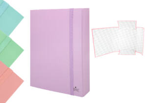 Caja archivo con goma A4 7cm grosor color pastel