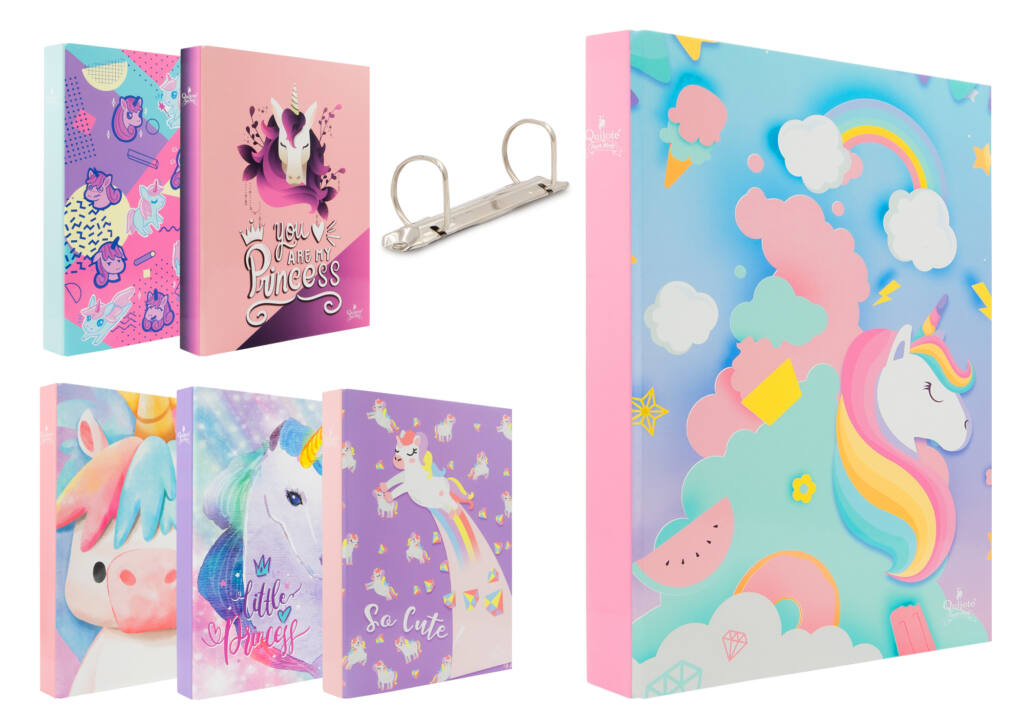 Carpeta 2 anillas mixtas diseño unicornios