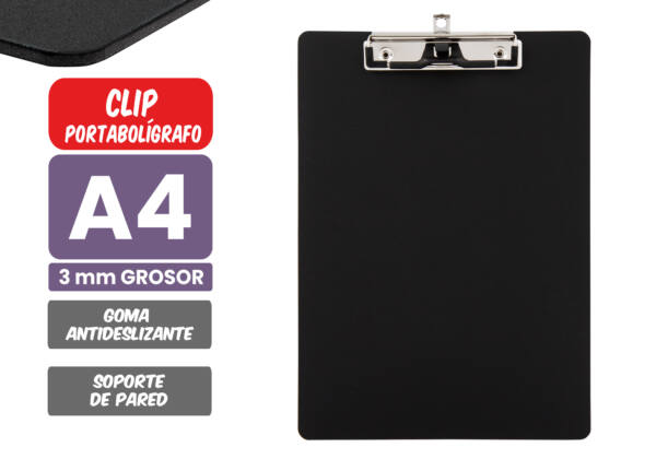 Portapapeles con clip sujetaboli A4 plástico