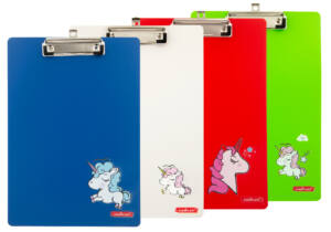 Portapapeles con clip A4 colores diseño unicornios