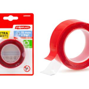 Cinta Doble Cara 19mm x 2m x 1mm. Protector rojo.