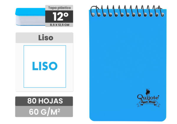 Libreta vertical 85x125mm 80H 60g/m2 hoja lisa tapa plástico - Imagen 2