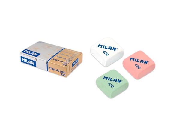 Goma de borrar 430 Milan Miga de Pan Rosa, Verde o Blanco