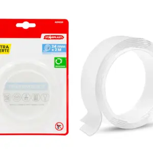 Cinta Doble Cara. Nano tape. 24mm x 2m x 2mm transparente