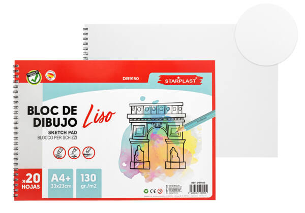 Bloc de dibujo liso A4 20H 130g/m2