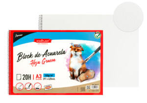 Bloc de acuarela liso A3 20H 160g/m2