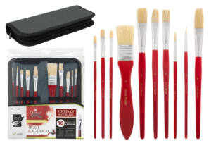 Estuche 10 pinceles de cerdas naturales
