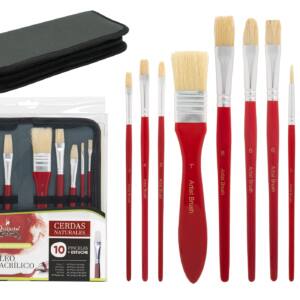 Estuche 10 pinceles de cerdas naturales