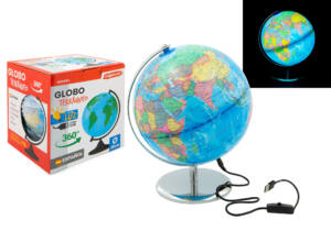 Globo Terráqueo 20cm Con Luz y Soporte en Español