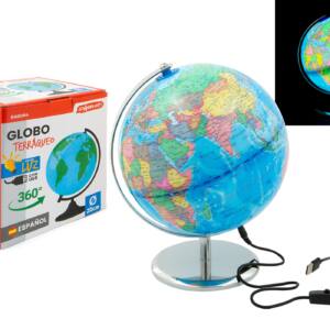 Globo Terráqueo 20cm Con Luz y Soporte en Español
