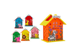 Portalápiz Madera Diseño Casas Animales Colores